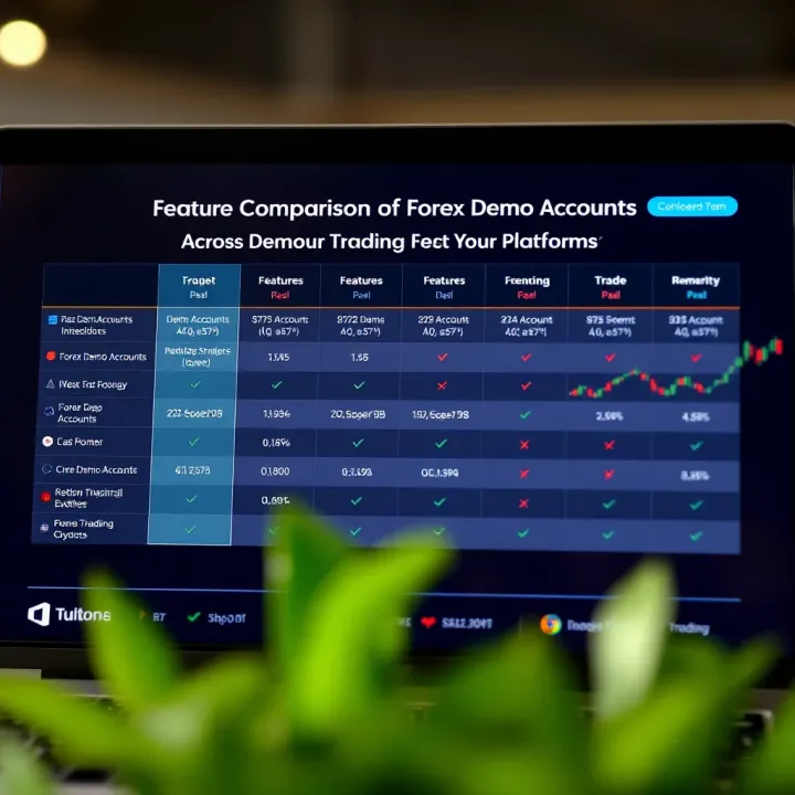 Comparison chart highlighting features of multiple forex demo accounts from different trading platforms