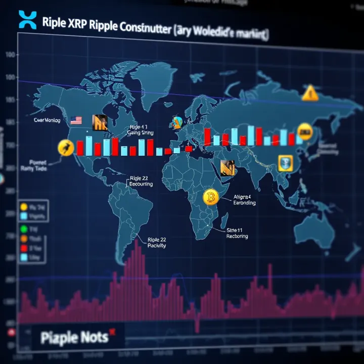 Global map highlighting major economic events influencing cryptocurrency markets including Ripple XRP