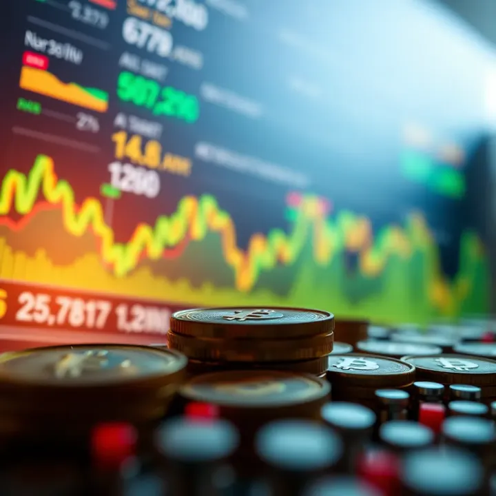 Visualization of global economic indicators influencing cryptocurrency values with charts and icons