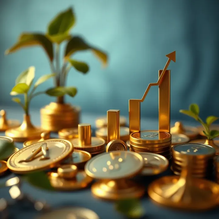 Illustration showing upward trending financial graphs symbolizing growth from small investments