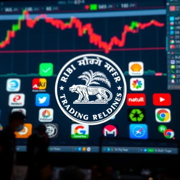 Popular RBI Approved Trading Applications in India Illustration of popular Indian trading apps logos arranged on a digital background
