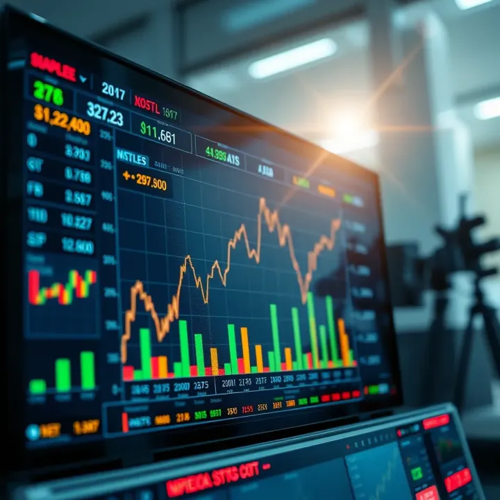 Key Market Factors Influencing Reliance Industries Shares Illustration of key market factors influencing stock performance displayed on a digital financial dashboard