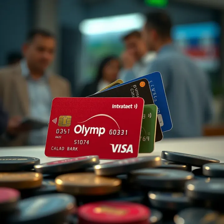 Visual representation of multiple payment methods including credit cards and e-wallets available for Indian Olymp Trade users