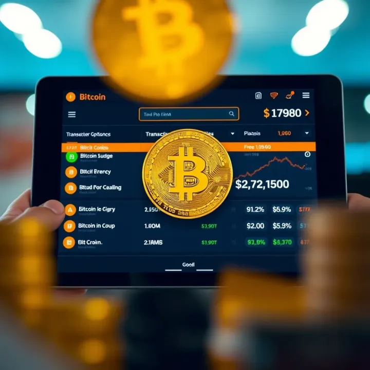 Digital currency exchange platform interface showing Bitcoin transaction options in India