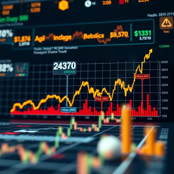 Graph showing Infosys stock price fluctuations over several years with key financial indicators highlighted