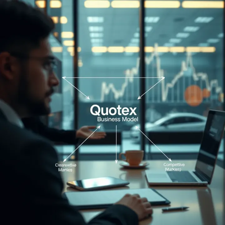 Diagram illustrating Quotex's business model and competitive market position