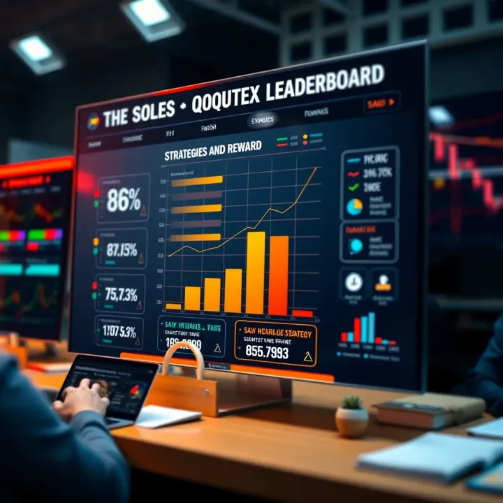 Graphical representation of trading strategies and rewards linked to climbing the Quotex leaderboard