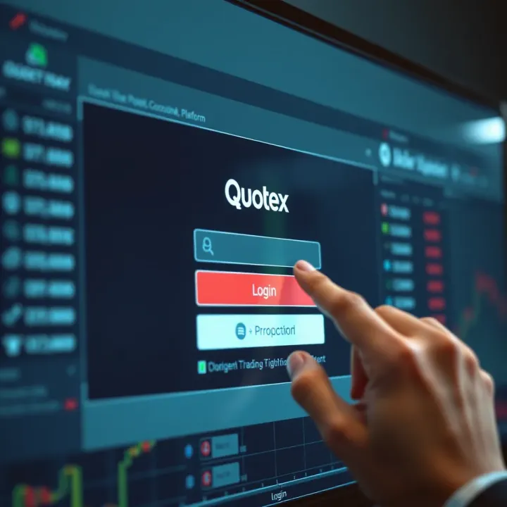 User entering login credentials on Quotex platform interface