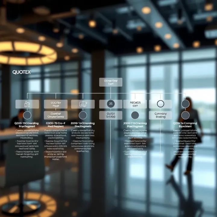 Diagram showing the organizational structure and ownership details of Quotex trading platform