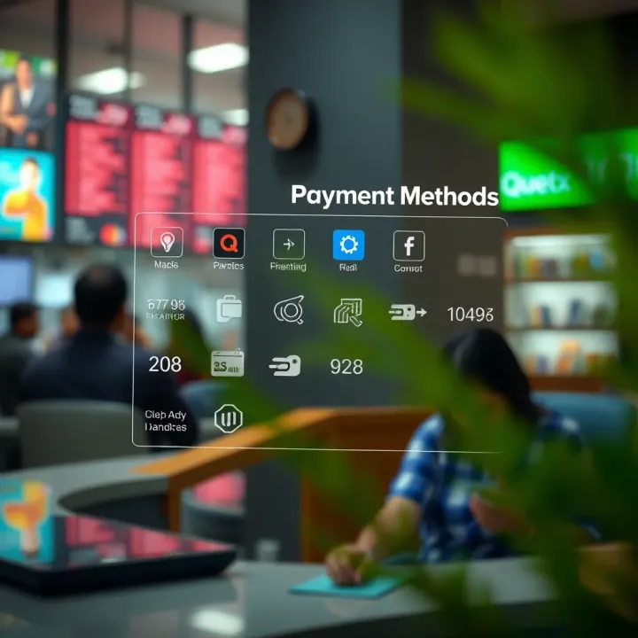 Visual representation of payment methods available on Quotex including digital wallets and bank transfers