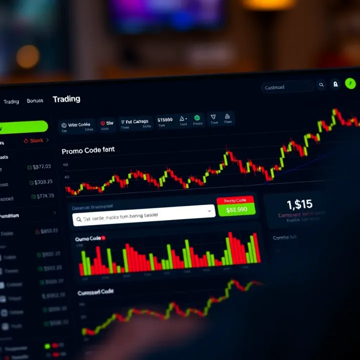 Dashboard of Quotex trading platform showing promo code input and bonus activation