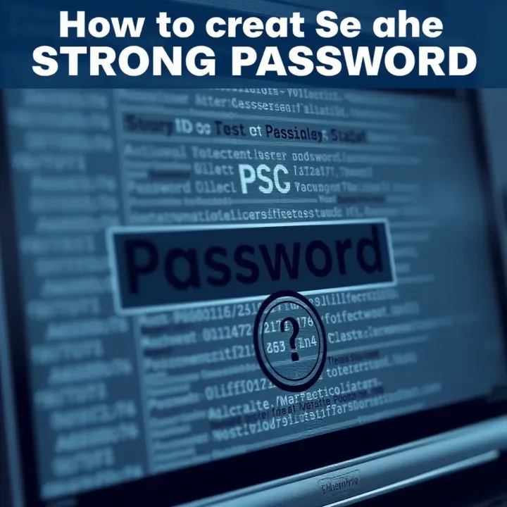 Guide to Creating a Strong Password Graphic illustrating a strong password with various characters and symbols