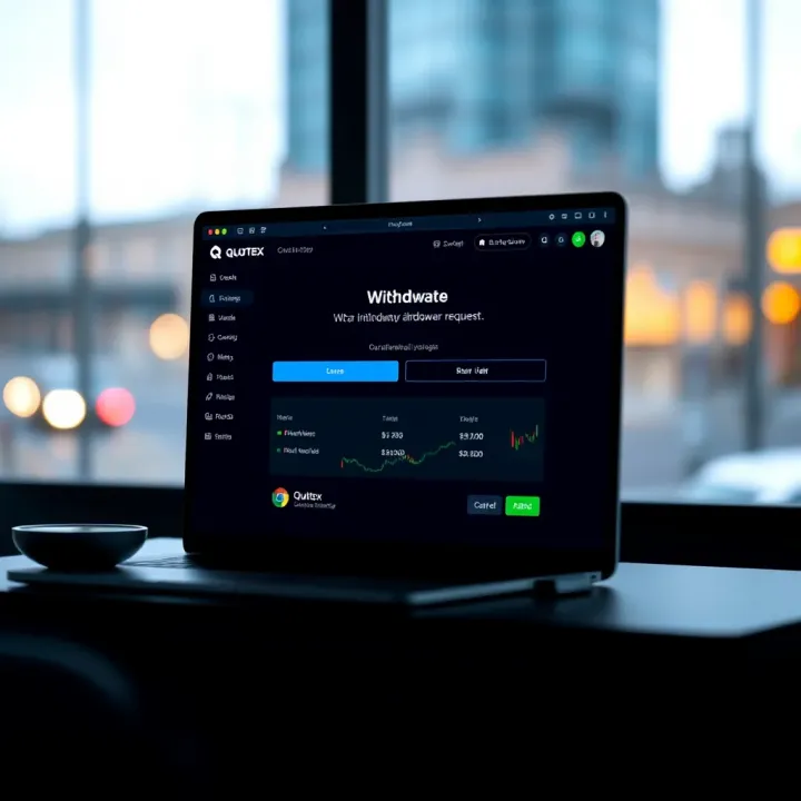 Screenshot showcasing user interface for initiating a withdrawal request on Quotex trading platform