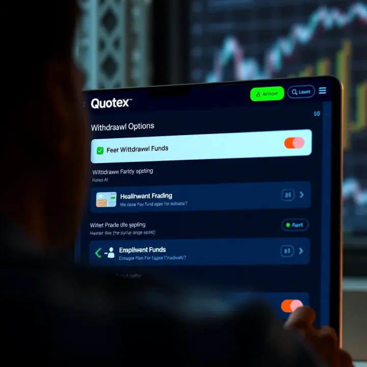 Quotex Withdrawal Options for Traders in India User interface showing withdrawal options on Quotex platform for Indian traders