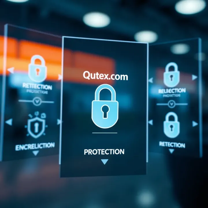 Secure login interface highlighting encryption and safety features of Qutex.com
