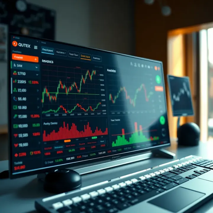 Qutex Trade Platform Dashboard and Trading Features Dashboard showcasing Qutex Trade platform with charts, trading options, and analysis tools