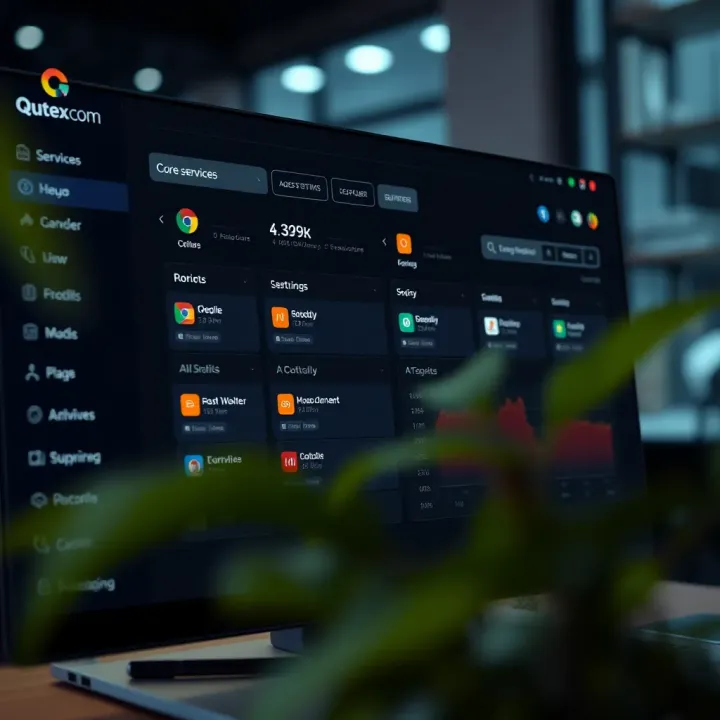 User-friendly dashboard displaying Qutex.com’s main services and navigation menu