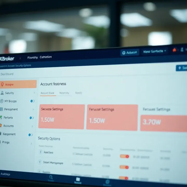 Comprehensive Account Management and Security Options on QXBroker Dashboard displaying account management features and security settings