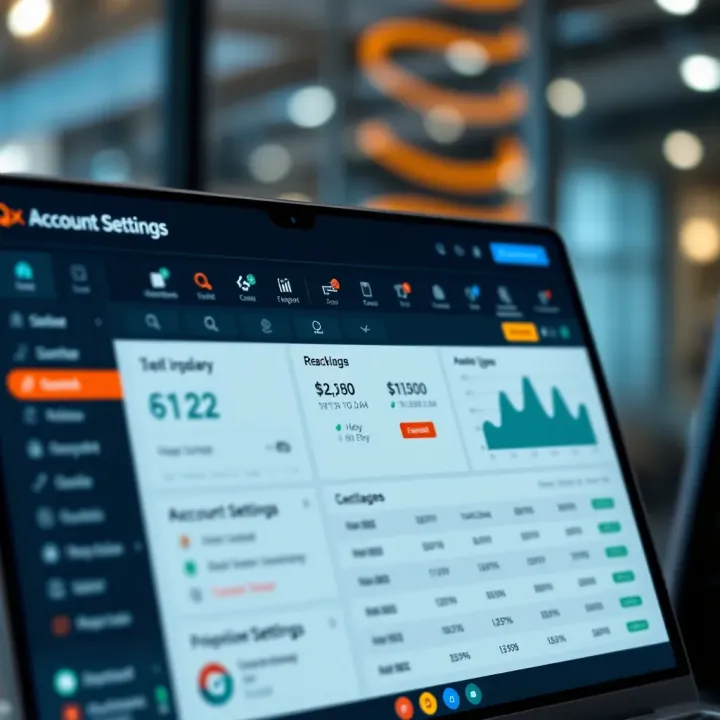Account Settings and Navigation on QxBroker Dashboard User dashboard displaying account settings and navigation menu on QxBroker platform