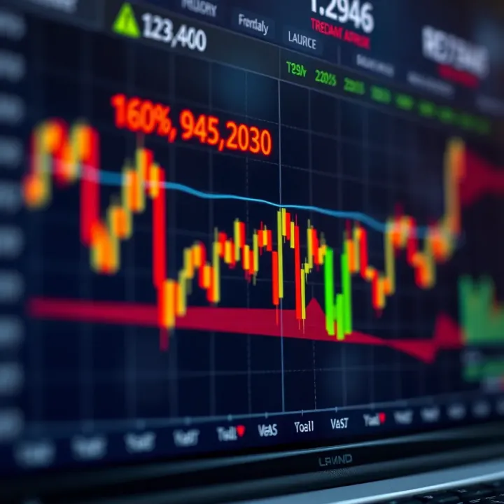 Financial chart with data points and industry trend indicators