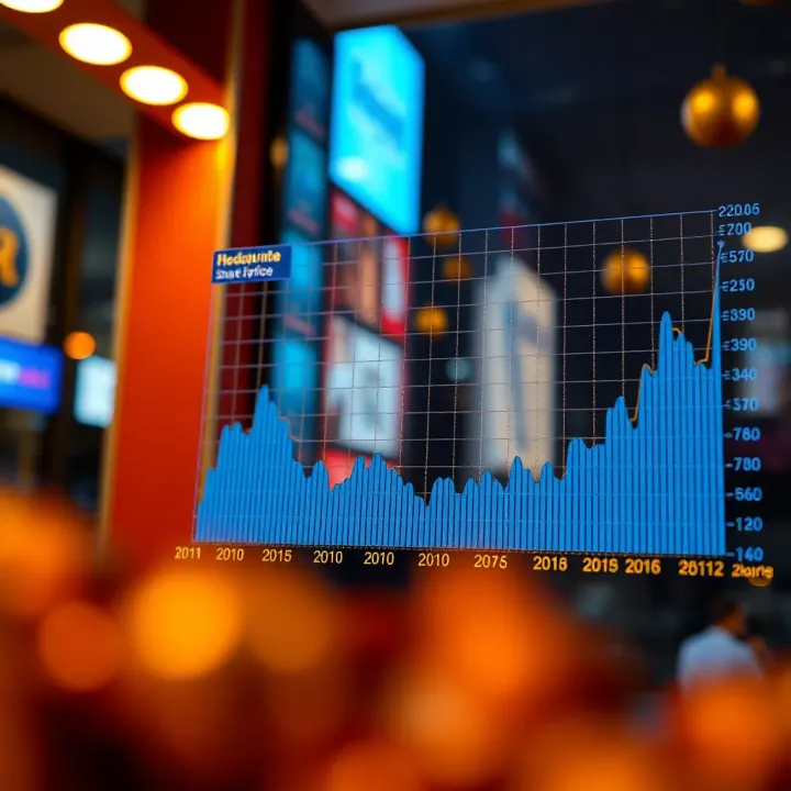 Graph displaying the historical and projected stock price performance of Reliance Industries over two decades