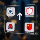 Graphic displaying troubleshooting icons for unblocking a Quotex account with upward arrow and shield
