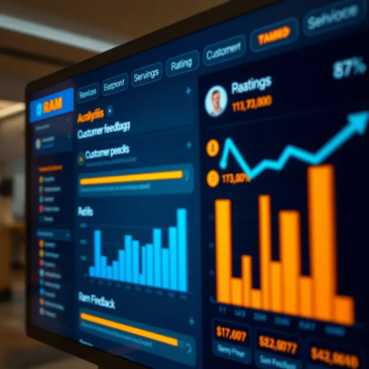Customer feedback and ratings displayed on a digital dashboard
