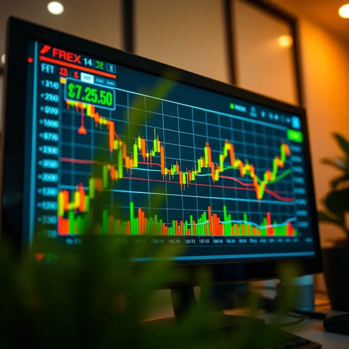 Graph depicting risk management strategies and trade analysis on a digital screen