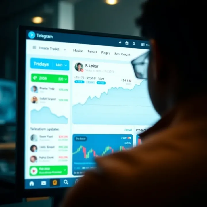 Illustration of a Telegram channel interface showing stock option trading tips and real-time market updates