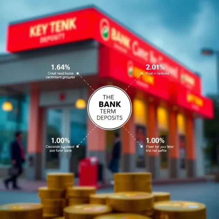 Diagram illustrating key features of bank term deposits including fixed tenure and interest rates
