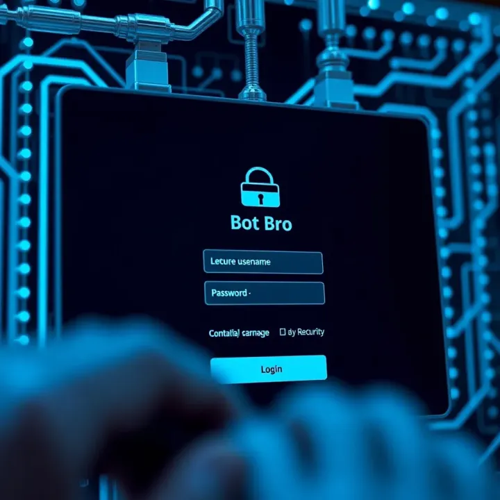 User interface showing secure login screen with username and password fields on Bot Bro platform