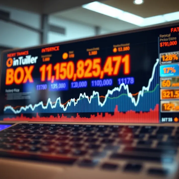 Graph depicting the historical fluctuation of Box share price with key market events