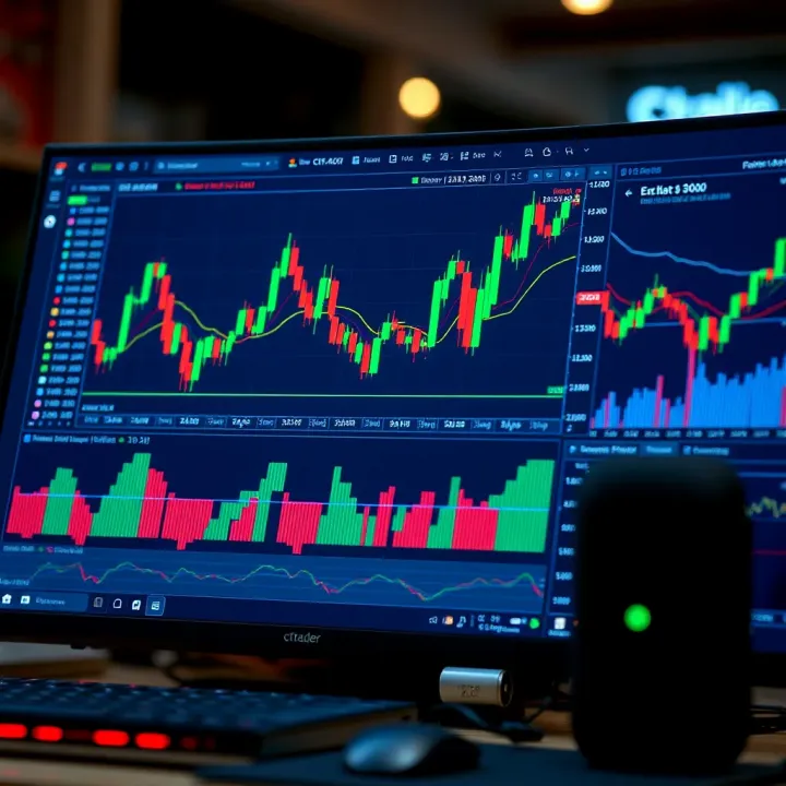 Interface of cTrader trading platform showing forex charts and trading tools