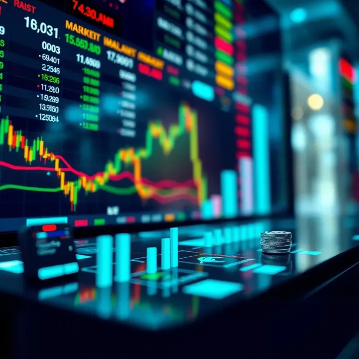 Conceptual graphic showing growth and learning in stock trading with digital elements representing stock exchange