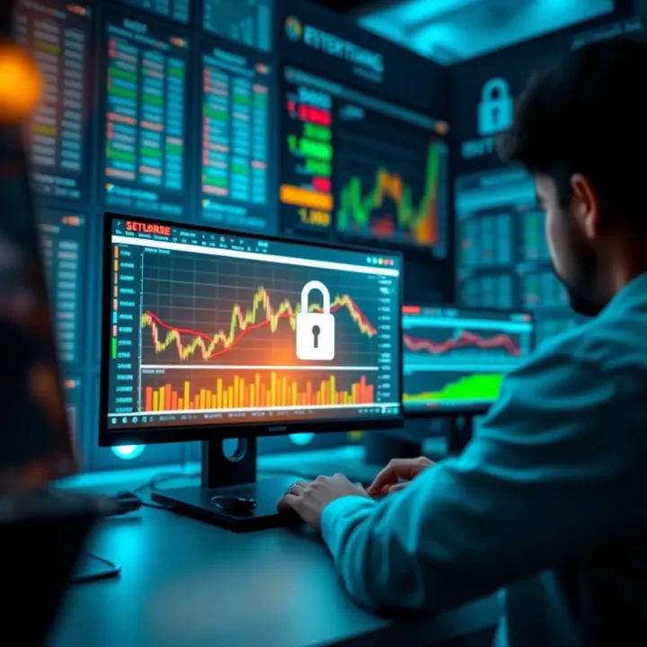 Conceptual graphic showing a secure and risk-free online trading environment
