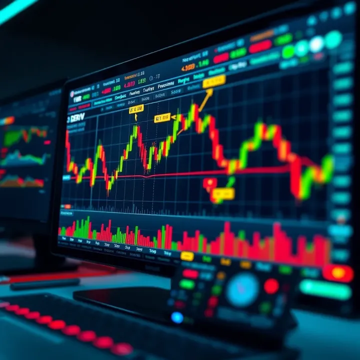 Interactive Charting Features of Deriv TradingView Trading interface showing interactive price charts and technical indicators on Deriv TradingView platform