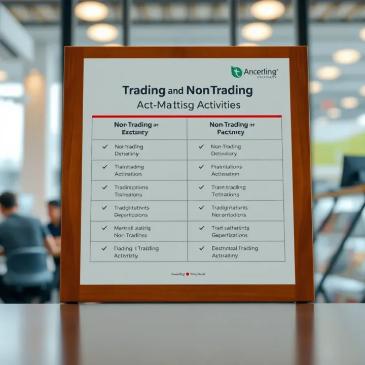 Comparison chart showing differences between trading and non-trading activities in markets