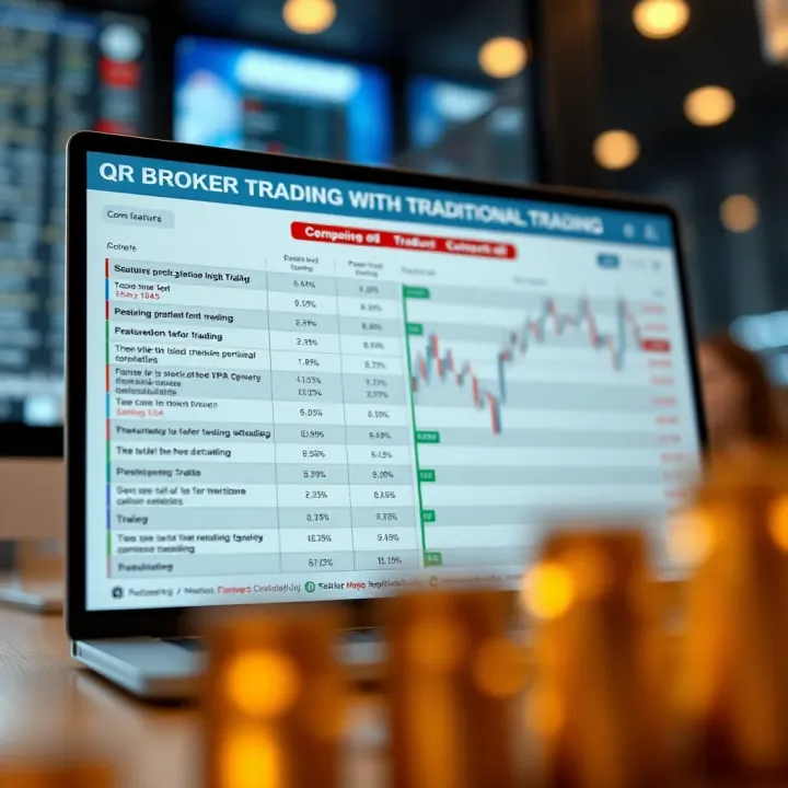 Comparison chart showcasing features of QR broker trading versus traditional trading methods